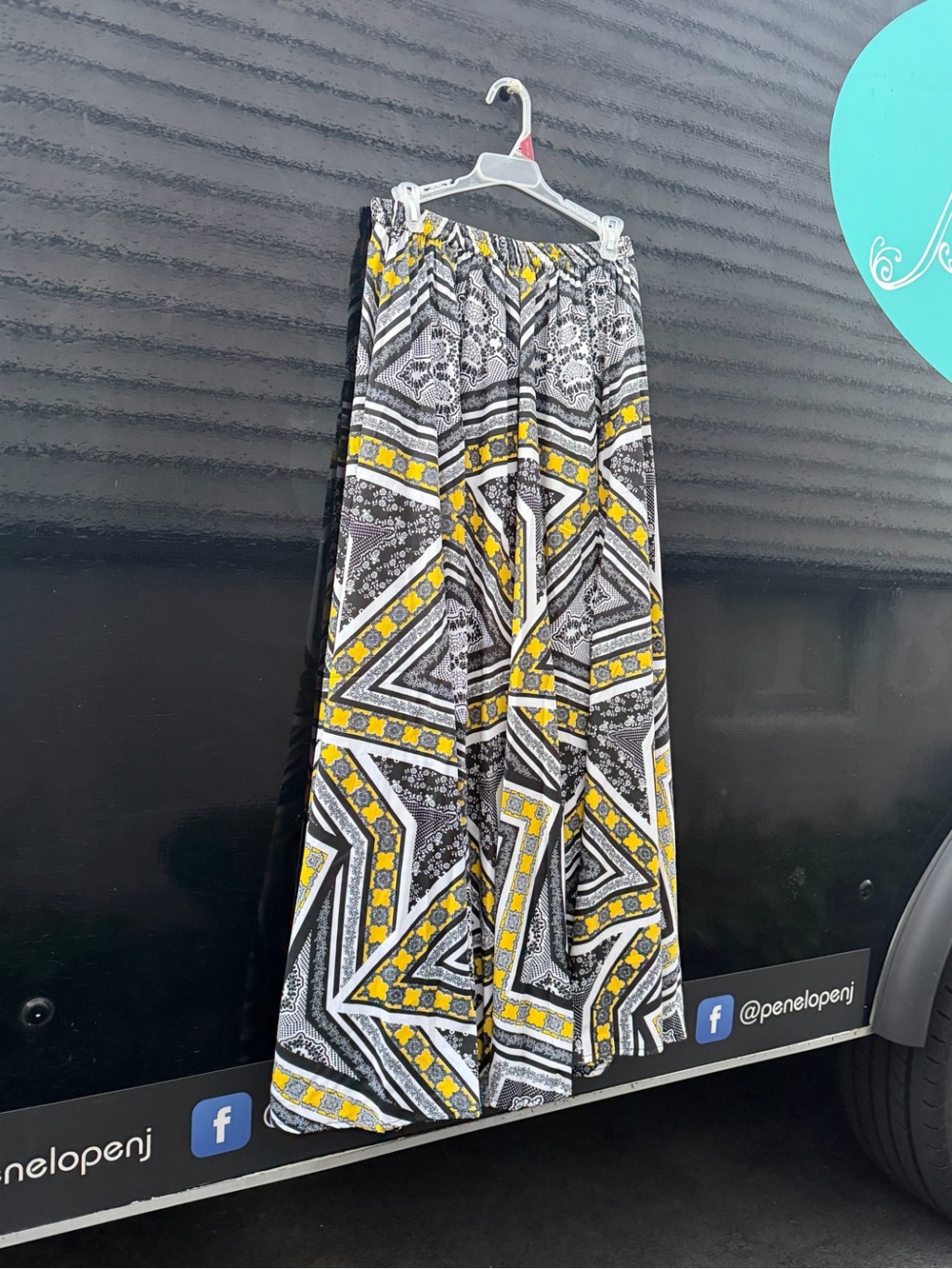 Magic Geometric Print Maxi Skirt - Black, White & Yellow